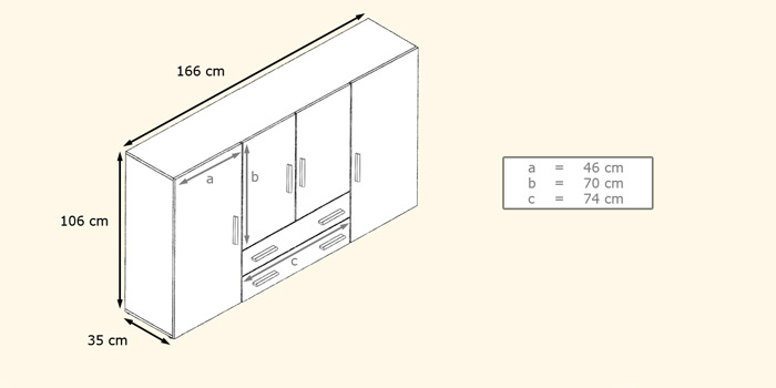 dimensions du buffet haut design laqué